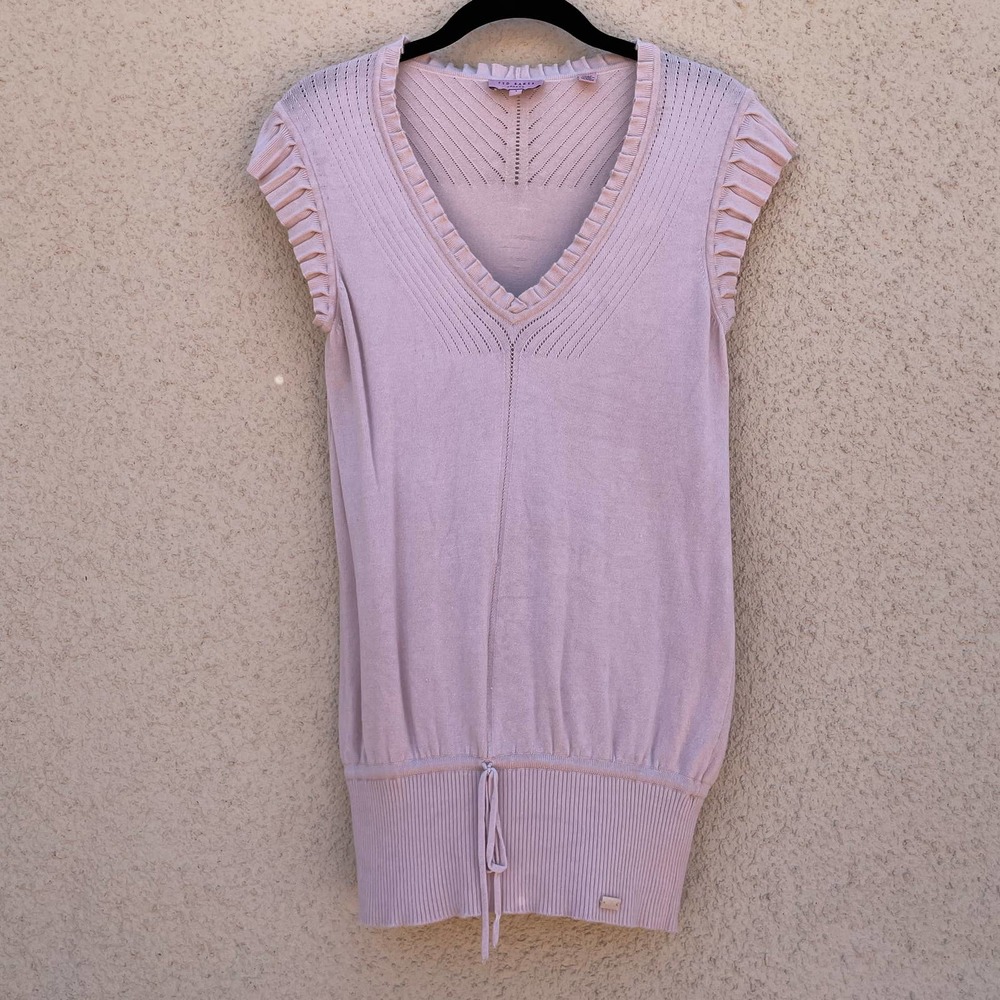 Ted Baker Blush Pink Tan Cap Sleeve Sweater 1 XS